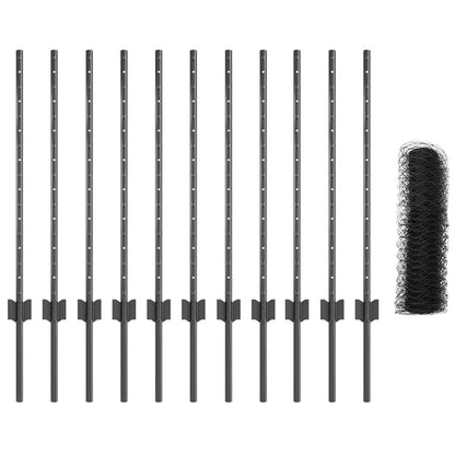 Welded Wire Fence 25 x 0.8 m (W x H) PVC-Coated Steel Grey Mesh