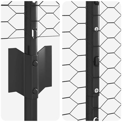 Fence with Post Grey 1 x 25 m Steel