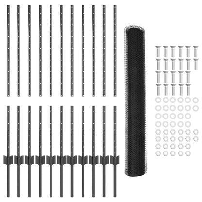 Fence with Post Grey 1 x 25 m Steel
