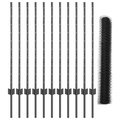 Welded Wire Fence 25 x 1 m (W x H) PVC-Coated Steel Grey Mesh