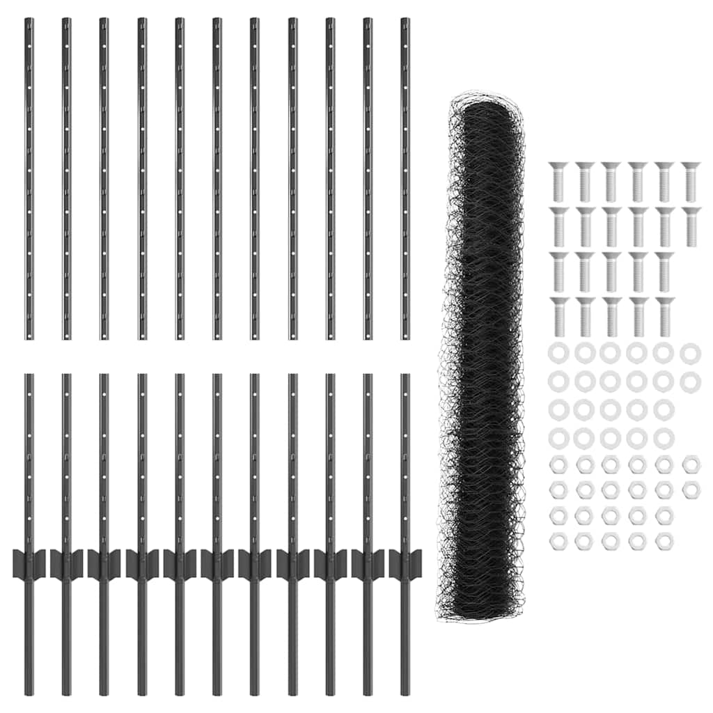 Welded Wire Fence 25 x 1 m (W x H) PVC-Coated Steel Grey Mesh