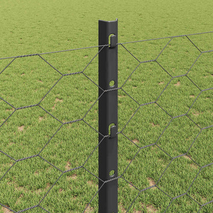 Fence with Post Grey 1.2 x 25 m Steel