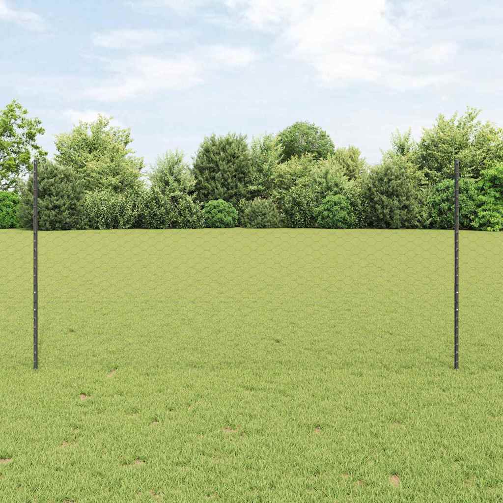 Fence with Post Grey 1.2 x 25 m Steel
