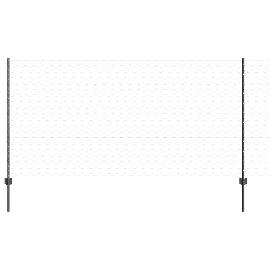 Fence with Post Grey 1.2 x 25 m Steel