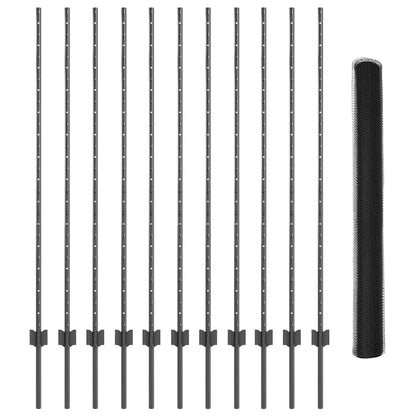 Welded Wire Fence 25 x 1.4 m (W x H) PVC-Coated Steel Grey Mesh