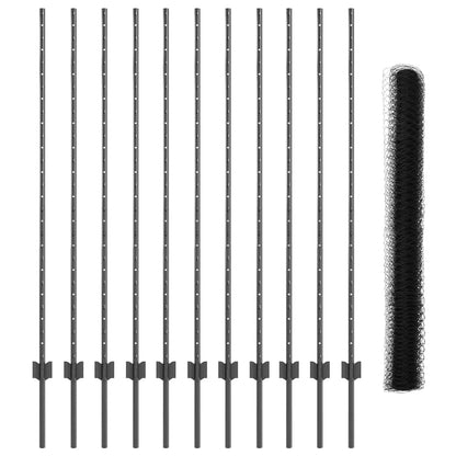 Welded Wire Fence 25 x 1.4 m (W x H) PVC-Coated Steel Grey Mesh