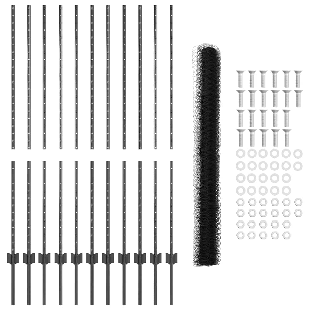 Welded Wire Fence 25 x 1.4 m (W x H) PVC-Coated Steel Grey Mesh