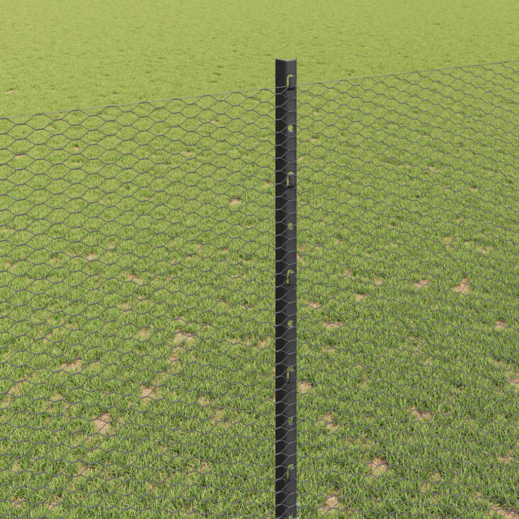 Fence with Post Grey 1.5 x 25 m Steel