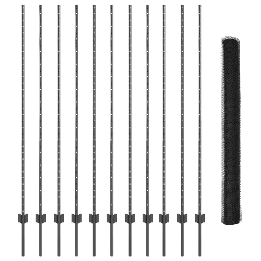 Welded Wire Fence 25 x 1.5 m (W x H) PVC-Coated Steel Grey Mesh