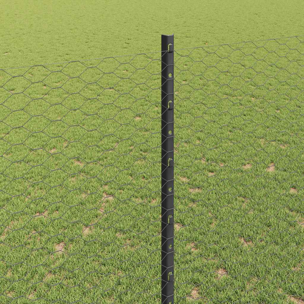 Fence with Post Grey 1.5 x 25 m Steel
