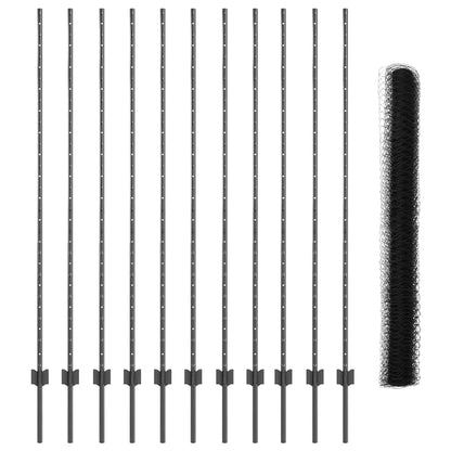 Welded Wire Fence 25 x 1.5 m (W x H) PVC-Coated Steel Grey Mesh