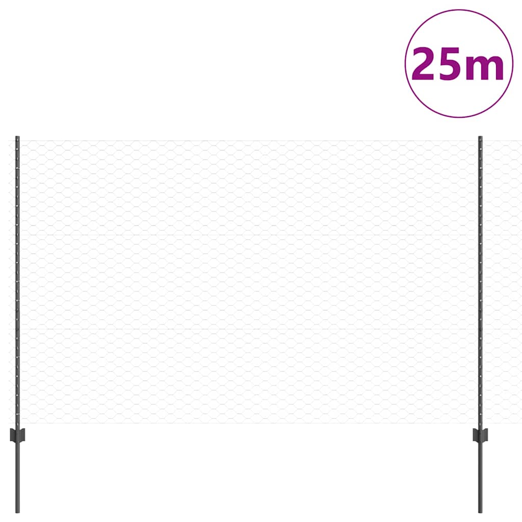 Welded Wire Fence 25 x 1.5 m (W x H) PVC-Coated Steel Grey Mesh