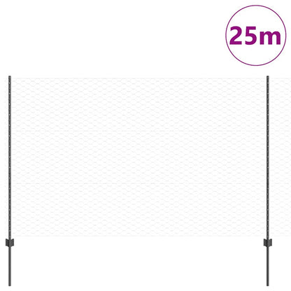 Welded Wire Fence 25 x 1.5 m (W x H) PVC-Coated Steel Grey Mesh