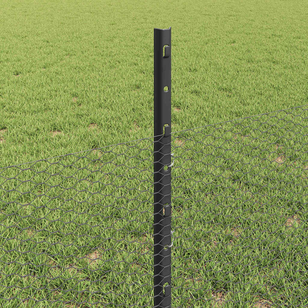 Welded Wire Fence 50 x 0.5 m (W x H) PVC-Coated Steel Grey Mesh