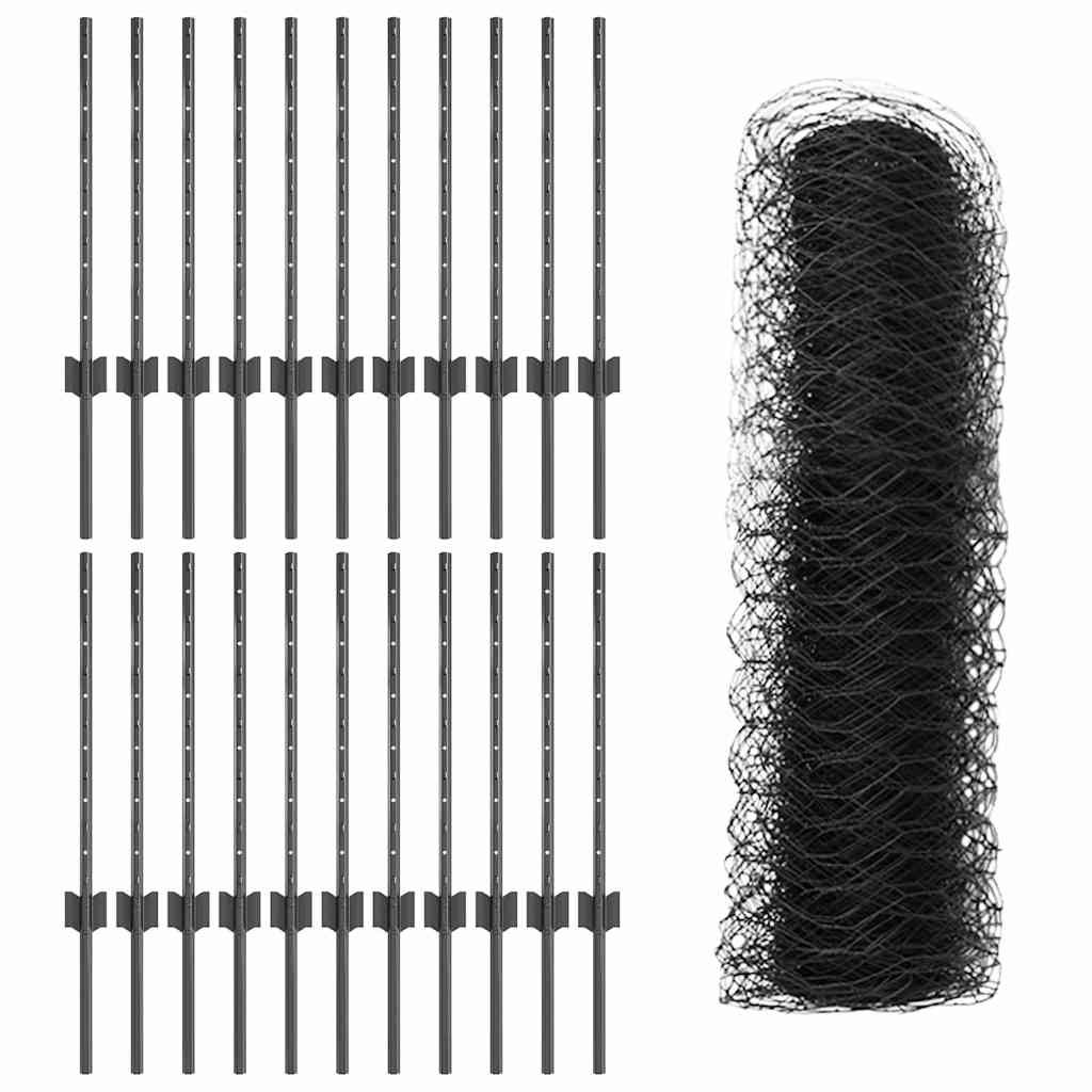 Welded Wire Fence 50 x 0.5 m (W x H) PVC-Coated Steel Grey Mesh