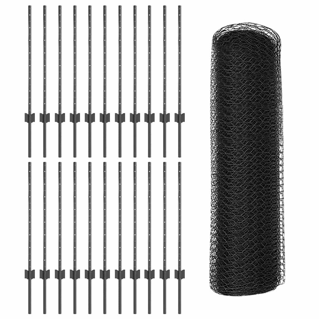 Welded Wire Fence 50 x 0.8 m (W x H) PVC-Coated Steel Grey Mesh