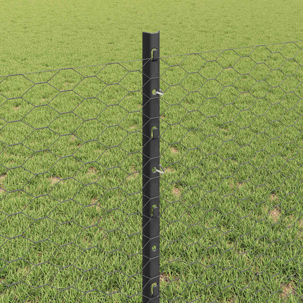 Welded Wire Fence 50 x 0.8 m (W x H) PVC-Coated Steel Grey Mesh
