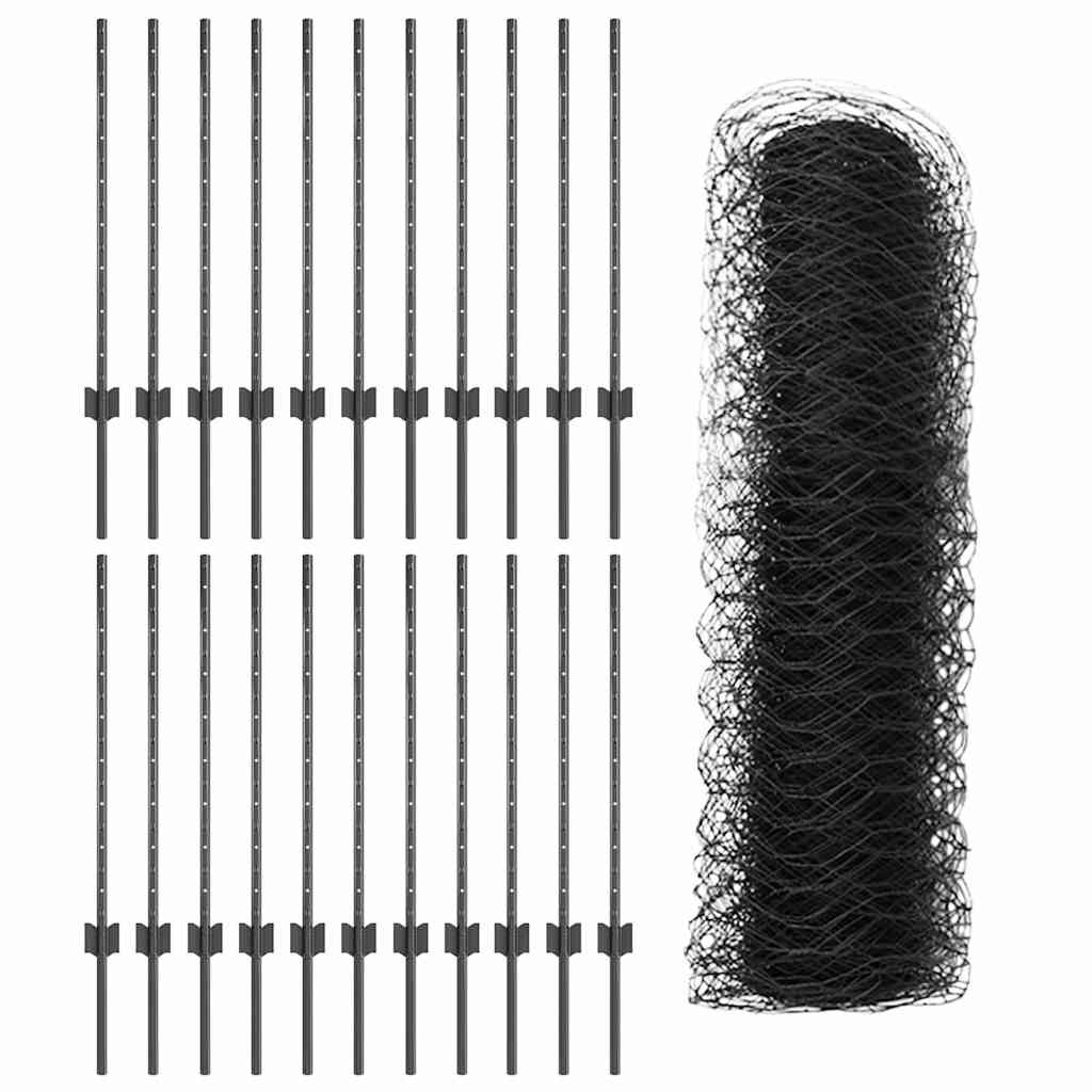 Welded Wire Fence 50 x 0.8 m (W x H) PVC-Coated Steel Grey Mesh