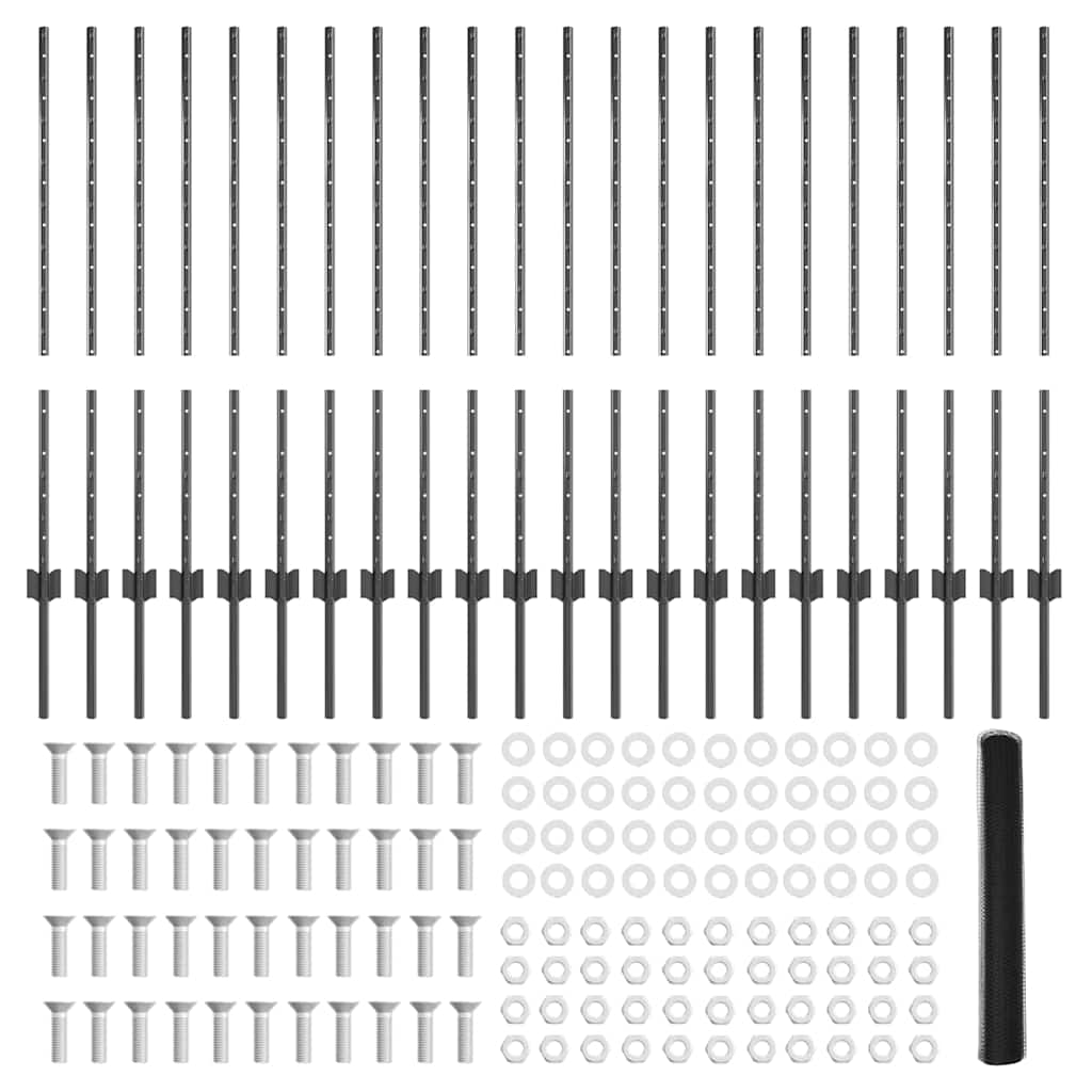 Welded Wire Fence 50 x 1 m (W x H) PVC-Coated Steel Grey Mesh