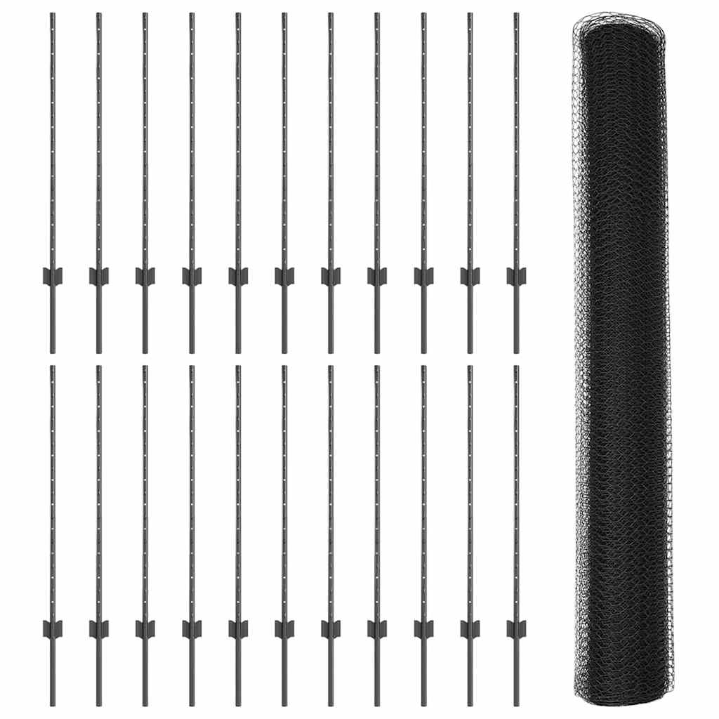 Welded Wire Fence 50 x 1 m (W x H) PVC-Coated Steel Grey Mesh