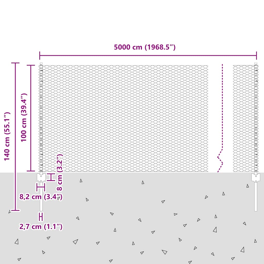 Welded Wire Fence 50 x 1 m (W x H) PVC-Coated Steel Grey Mesh