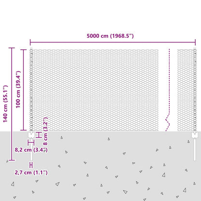 Welded Wire Fence 50 x 1 m (W x H) PVC-Coated Steel Grey Mesh