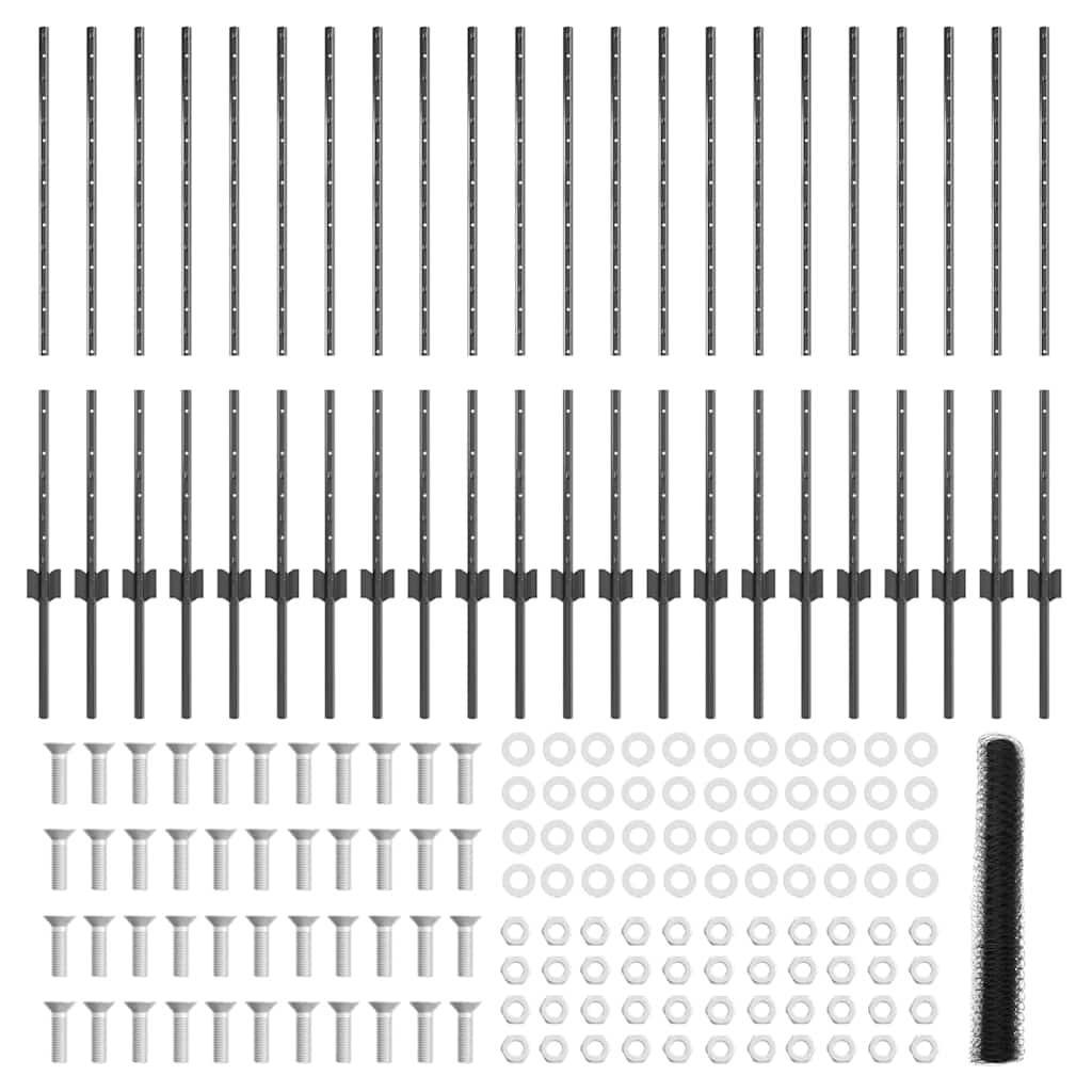 Welded Wire Fence 50 x 1 m (W x H) PVC-Coated Steel Grey Mesh