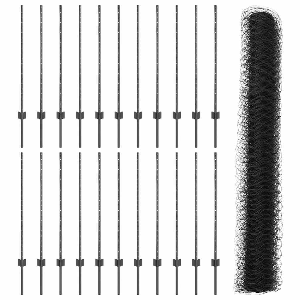 Welded Wire Fence 50 x 1 m (W x H) PVC-Coated Steel Grey Mesh