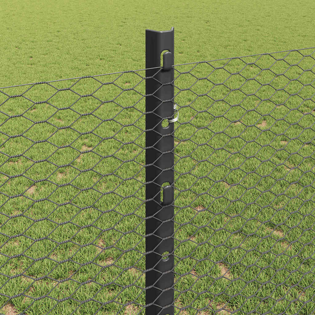 Fence with Post Grey 1.2 x 50 m Steel and PVC