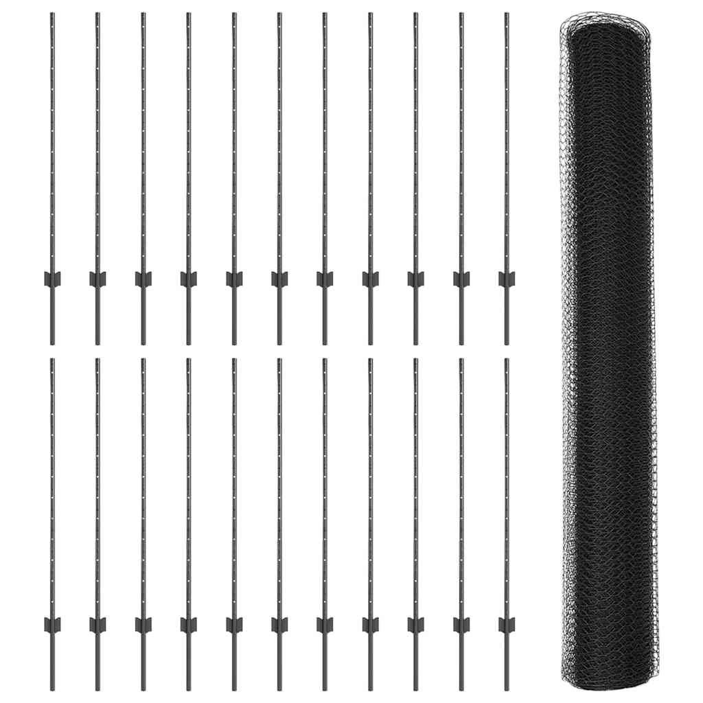 Welded Wire Fence 50 x 1.2 m (W x H) PVC-Coated Steel Grey Mesh