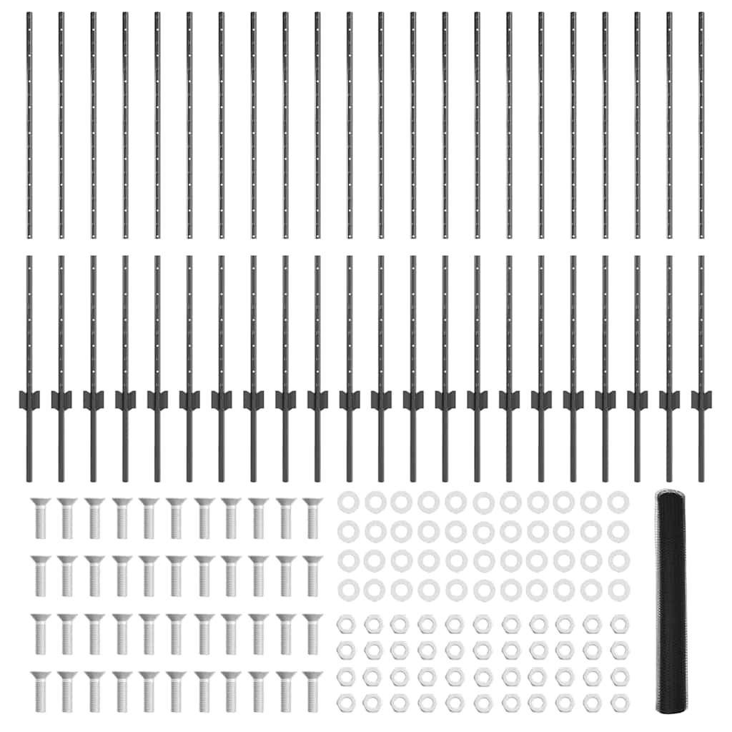 Welded Wire Fence 50 x 1.2 m (W x H) PVC-Coated Steel Grey Mesh