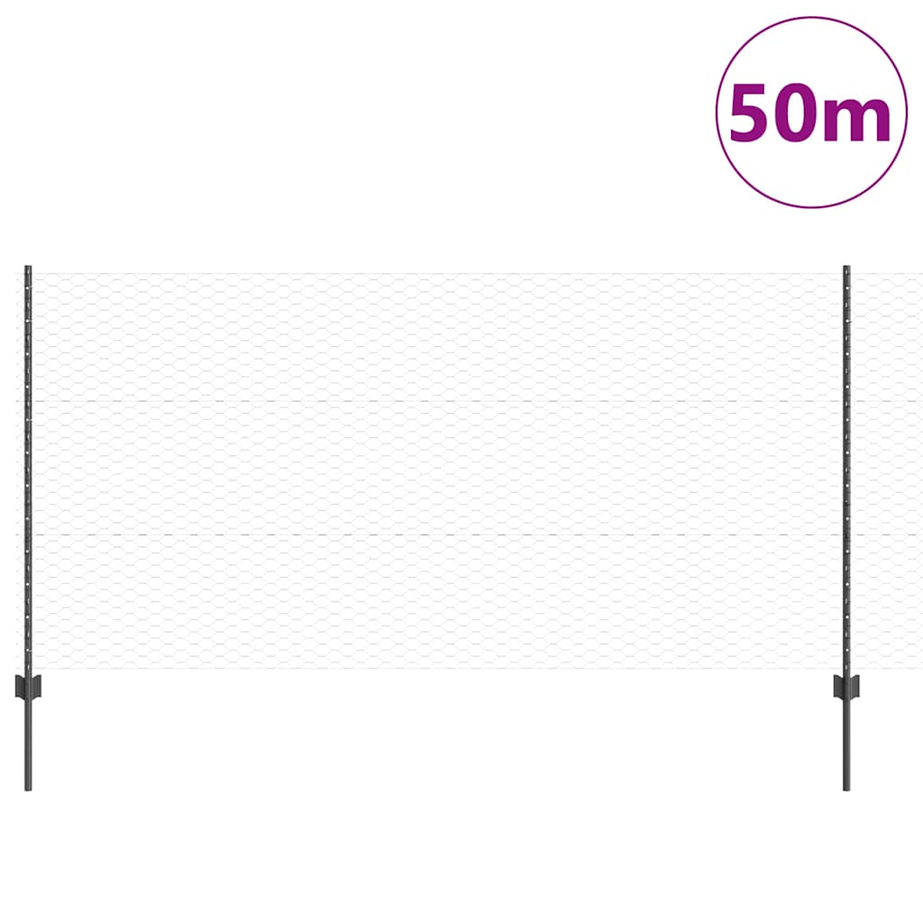 Welded Wire Fence 50 x 1.2 m (W x H) PVC-Coated Steel Grey Mesh