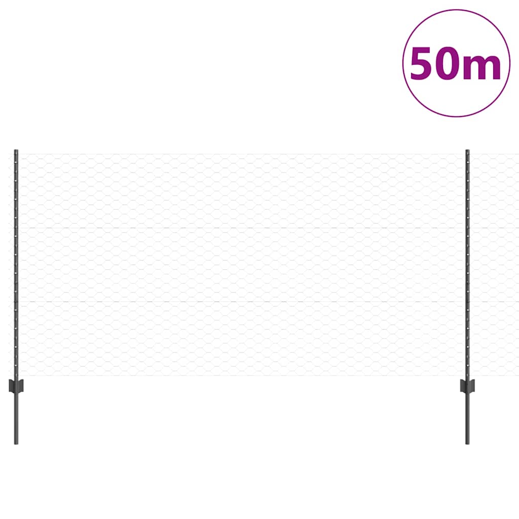 Welded Wire Fence 50 x 1.2 m (W x H) PVC-Coated Steel Grey Mesh