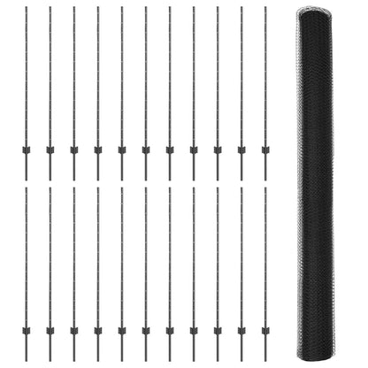 Welded Wire Fence 50 x 1.4 m (W x H) PVC-Coated Steel Grey Mesh
