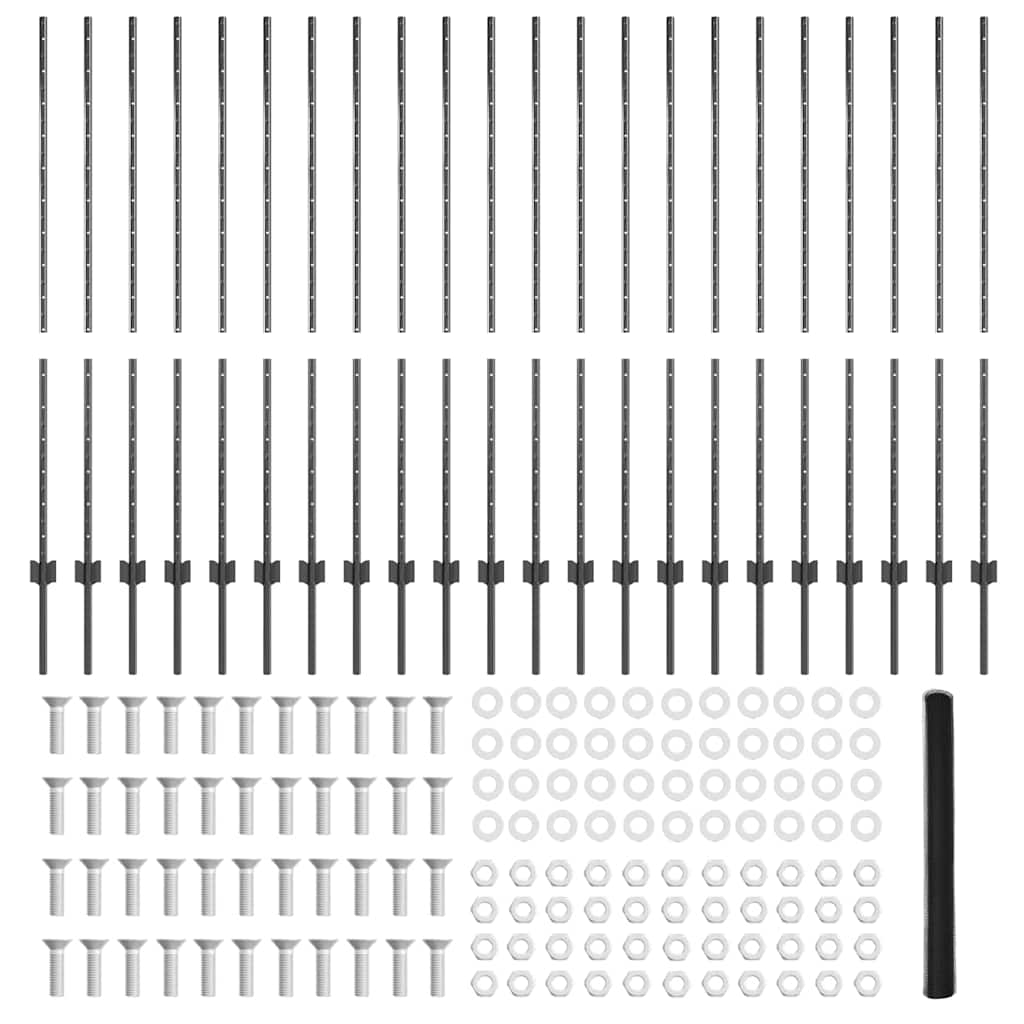 Welded Wire Fence 50 x 1.4 m (W x H) PVC-Coated Steel Grey Mesh
