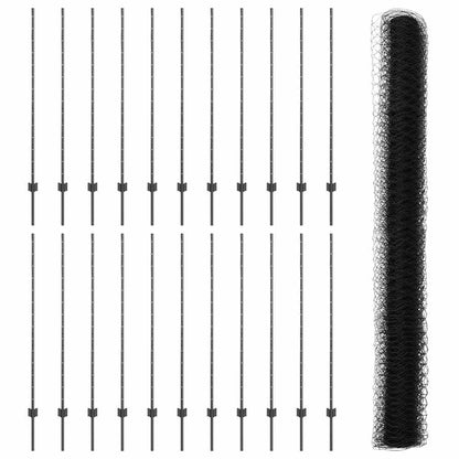 Welded Wire Fence 50 x 1.4 m (W x H) PVC-Coated Steel Grey Mesh