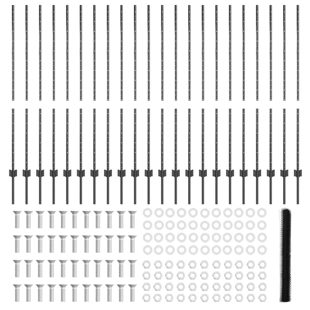 Welded Wire Fence 50 x 1.4 m (W x H) PVC-Coated Steel Grey Mesh