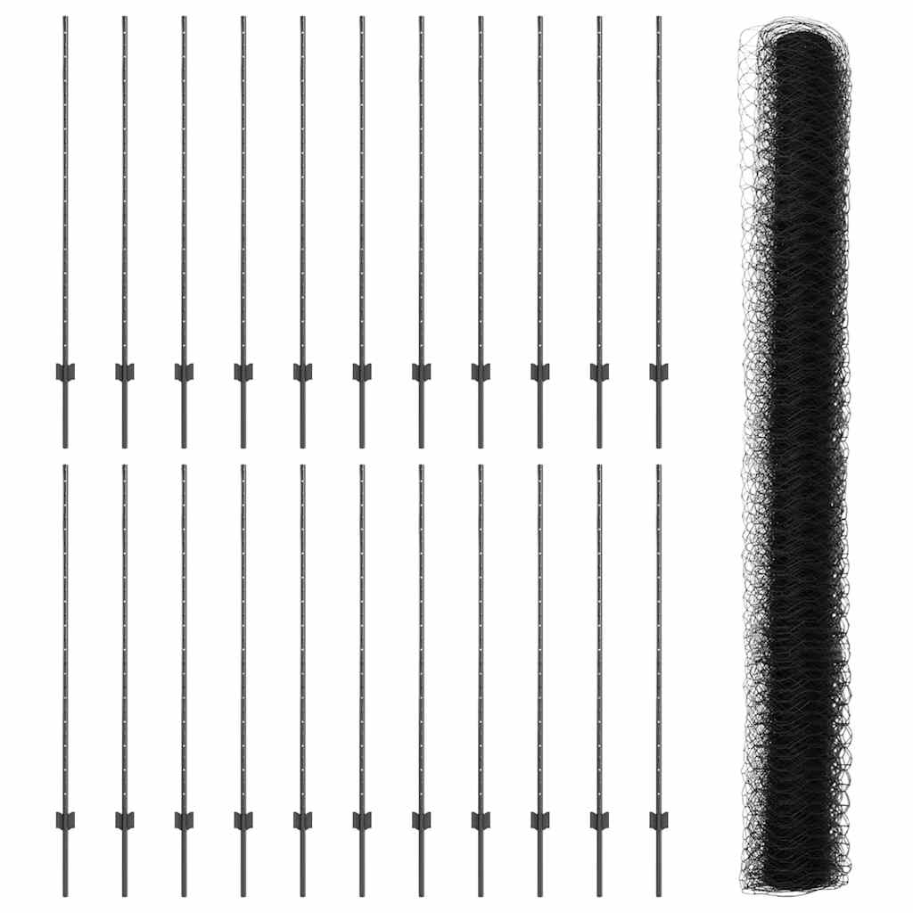 Welded Wire Fence 50 x 1.4 m (W x H) PVC-Coated Steel Grey Mesh