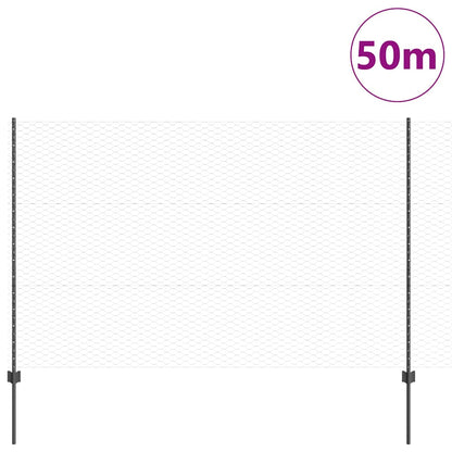 Welded Wire Fence 50 x 1.5 m (W x H) PVC-Coated Steel Grey Mesh