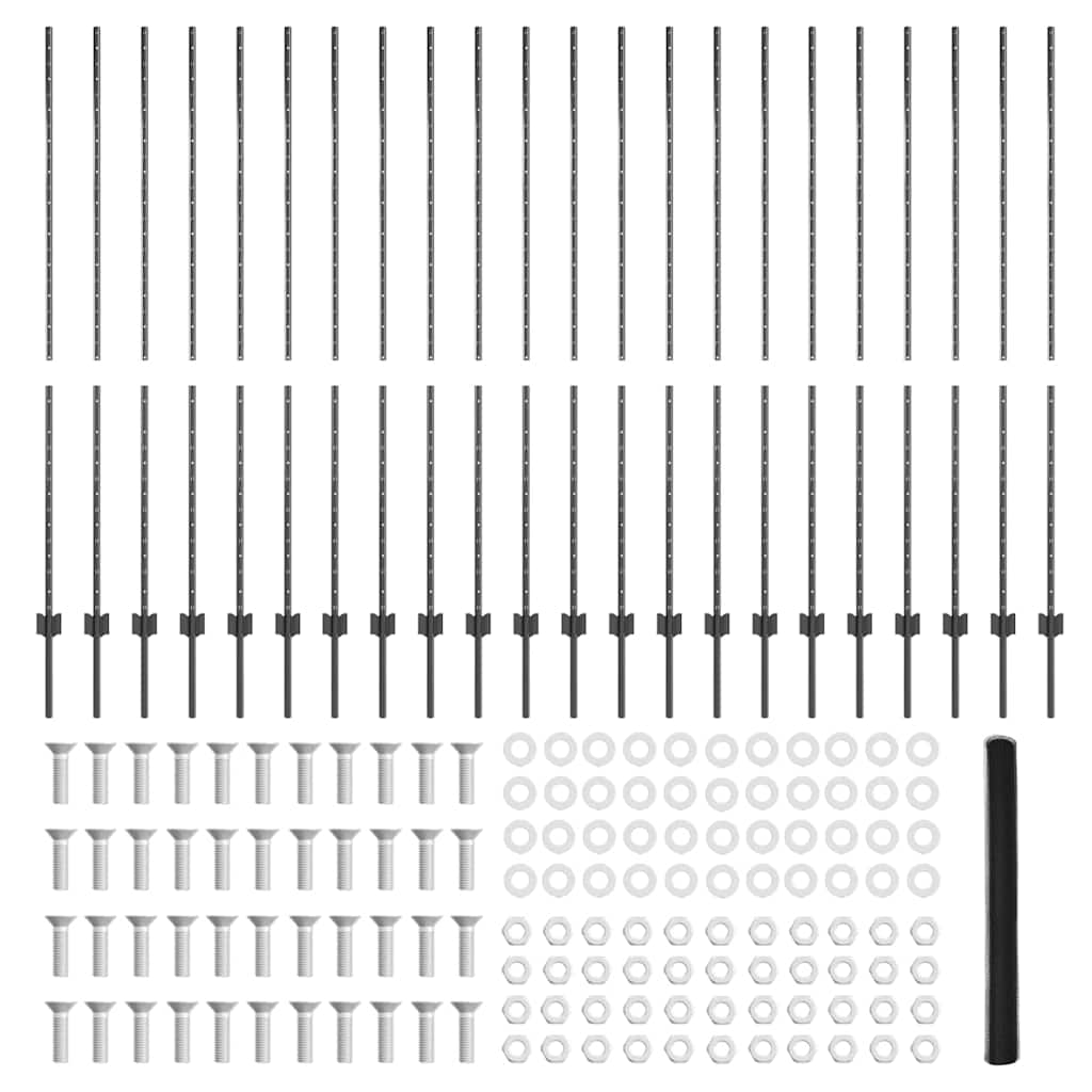 Welded Wire Fence 50 x 1.6 m (W x H) PVC-Coated Steel Grey Mesh