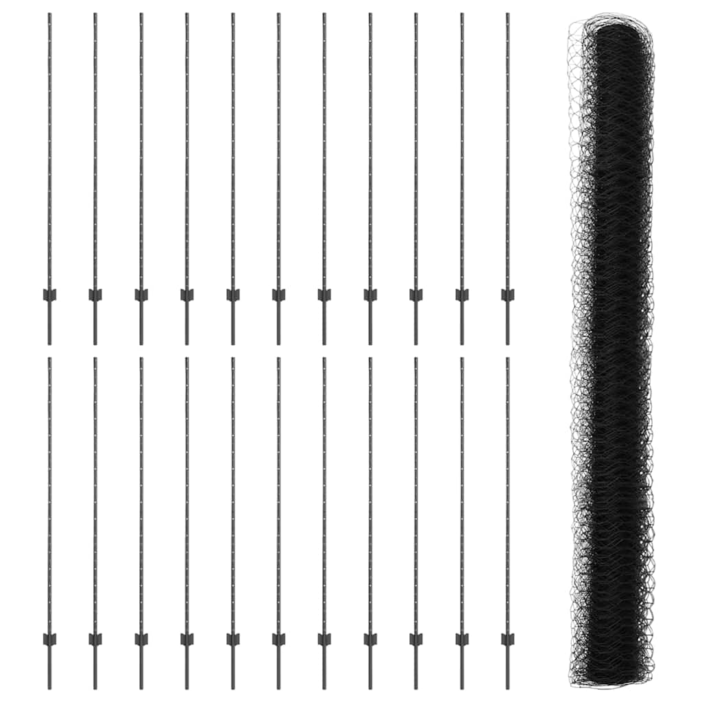 Welded Wire Fence 50 x 1.6 m (W x H) PVC-Coated Steel Grey Mesh