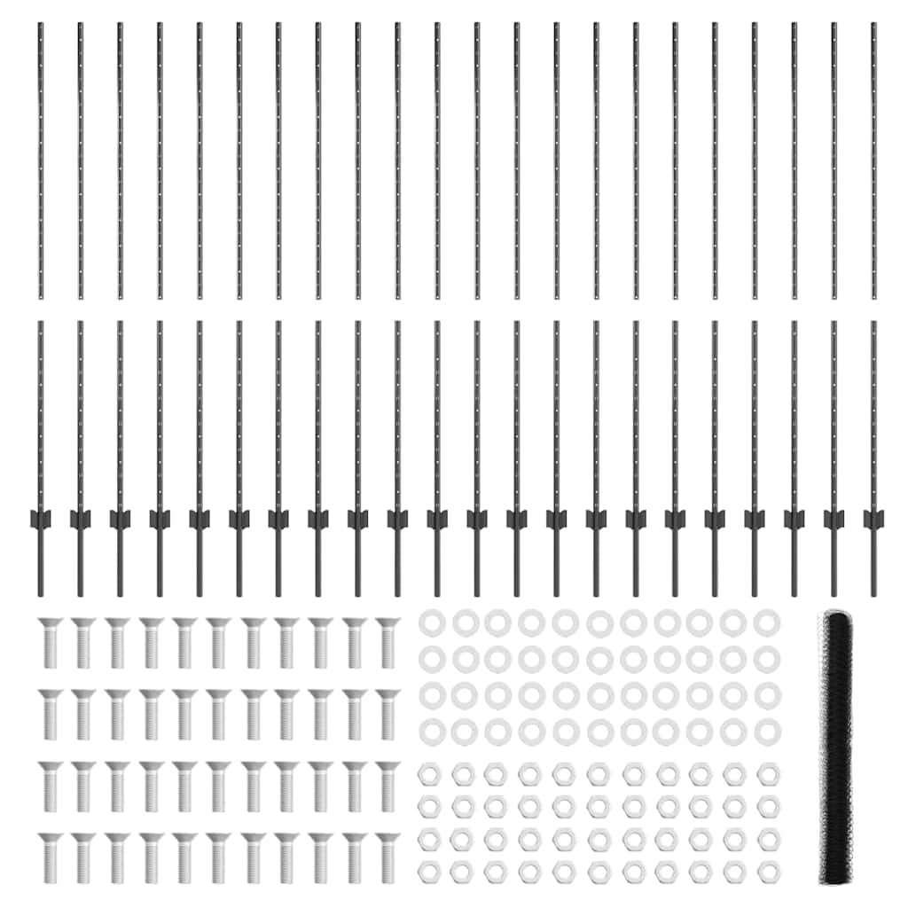 Welded Wire Fence 50 x 1.6 m (W x H) PVC-Coated Steel Grey Mesh