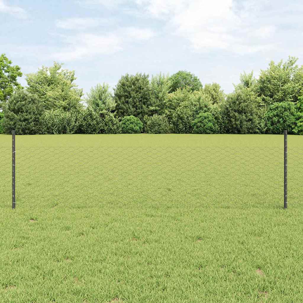 Welded Wire Fence 100 x 0.5 m (W x H) PVC-Coated Steel Grey