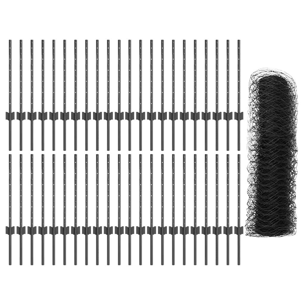 Welded Wire Fence 100 x 0.5 m (W x H) PVC-Coated Steel Grey