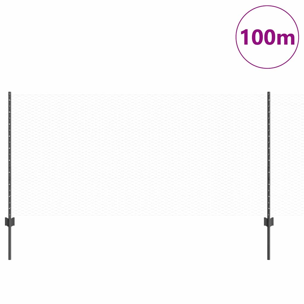 Welded Wire Fence 100 x 1 m (W x H) PVC-Coated Steel Grey Mesh