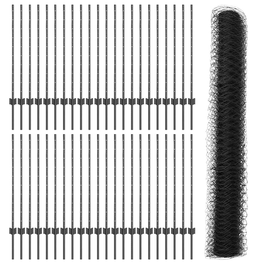 Welded Wire Fence 100 x 1 m (W x H) PVC-Coated Steel Grey Mesh
