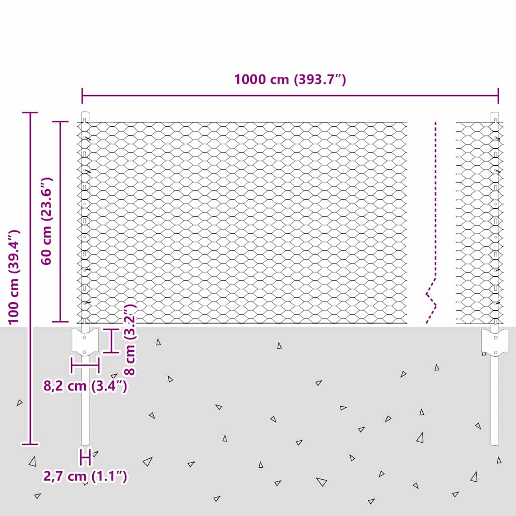 Welded Wire Fence 10 x 0.6 m (W x H) Hot-Dip Galvanised Steel