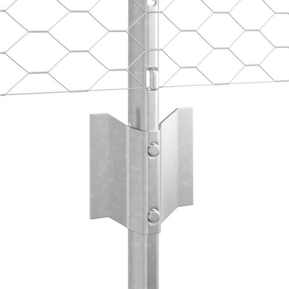 Fence with Post Silver 0.5 x 25 m Steel