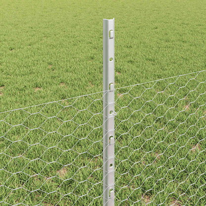 Fence with Post Silver 0.5 x 25 m Steel
