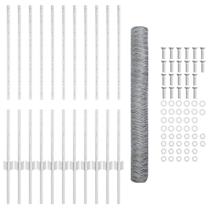 Fence with Post Silver 1 x 25 m Steel